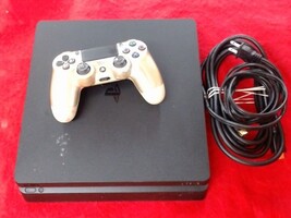 Sony Cuh2115b Ps4 Slim 1tb (1- Gold Wireless Controller) & Power Cord (Tested)