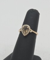 LeVian 14kt, Rose Gold, Champagne Diamond & 1.05ct Pear Shaped Smokey Qtz Ring
