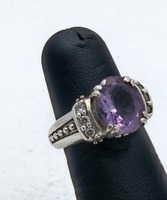 Vintage Judith Ripka Amethyst .925 Sterling Ring 8g (Size 6)