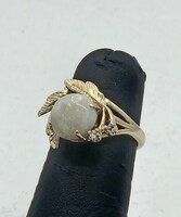 Ladies 14k Yellow Gold Fire Flower Opal Cocktail Ring With Diamond Accents, 4.50